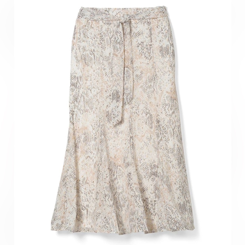 Chico's Snakeskin Print A-line Midi Skirt 16 Tie Waist Romantic Ethereal NWT - Picture 11 of 11